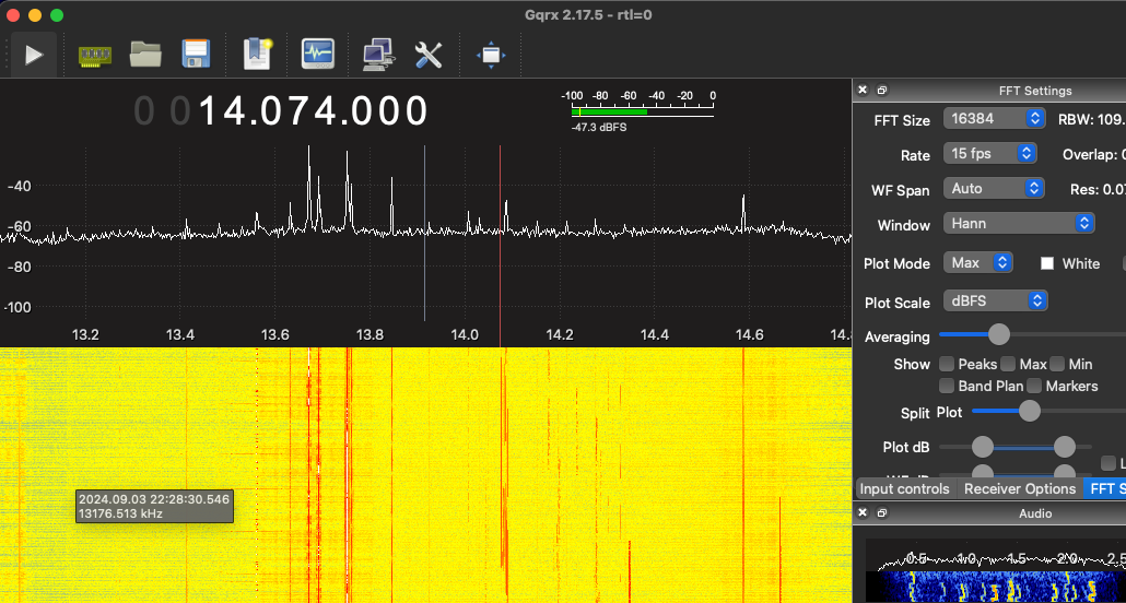 Picture of gqrx on 14.074